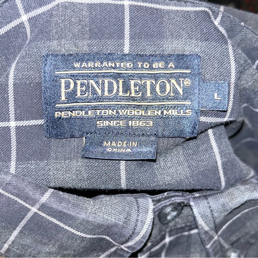Pendleton Gray Cotton Flannel Button Down Shirt M… - image 4
